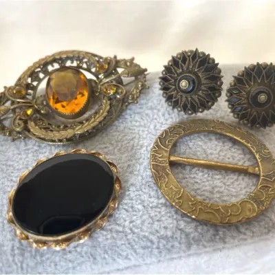 Mourning Jewelry Czech German Buckle 