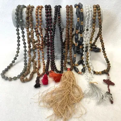 Natural Mala Beads And Necklaces, 9pcs
