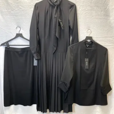 Misook Black Pleated Dress, Knit Skirt And Blouse, XS NEW