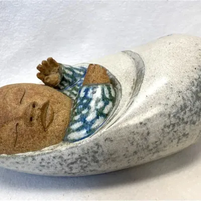 Handmade Ceramic Swaddled Clay Baby