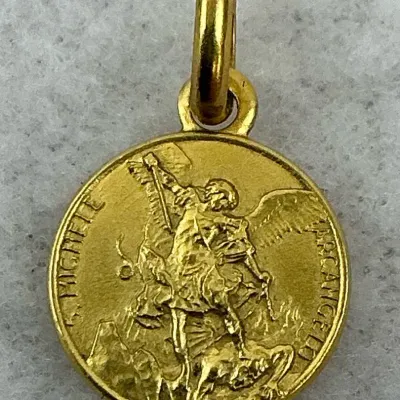 18k Gold St. Michael Archangel Medal