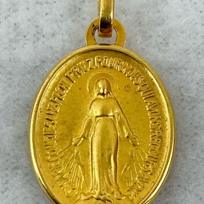 18k Gold Miraculous Mary Medal