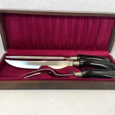 Vintage 3-piece Flint Hollow Ground Cutlery Carving Set