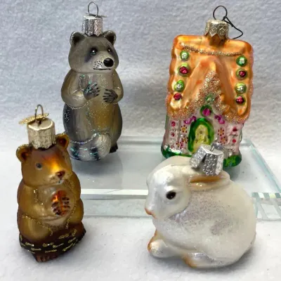 Christopher Radko & Old World Glass Christmas Ornaments, 4pcs