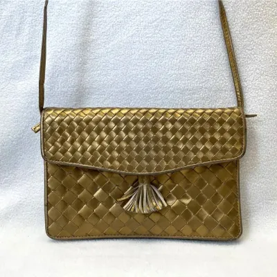 Bottega Veneta Metallic Leather Shoulder Bag, Vintage 