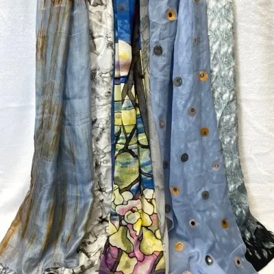 Lightweight Printed Silk Scarf Collection, 6pcs