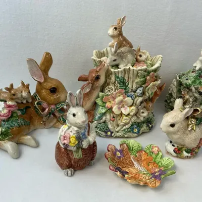 Fitz & Floyd Peaceable Kingdom, Snowy Woods, Bunny Hollow & Woodland Spring Earthenware