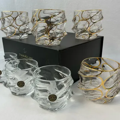 Tsukiglass Gold Line Storm & Storm Japanese Whiskey Glasses