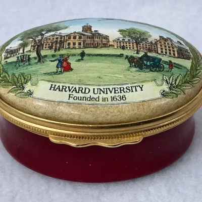 Halcyon Days Harvard University Enamels Trinket Box