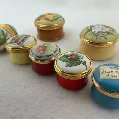Halcyon Days Enamels Threaded Trinket Boxes, 7 Pcs