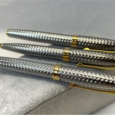 Levenger Two-tone Herringbone Anniversary Pens, 3pcs