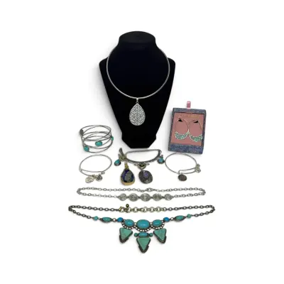 Silver & Turquoise Toned Necklaces, Bracelets, & Earrings