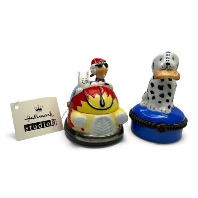 Hallmark “I’m a Grumpy Bumper!” & Dalmatian Porcelain Hinged Trinket Boxes
