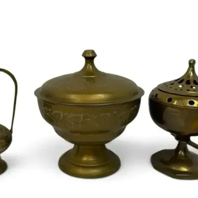 Brass Lidded Bowl, Tea Pot, & More