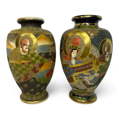 Japanese Satsuma Moriage Vases