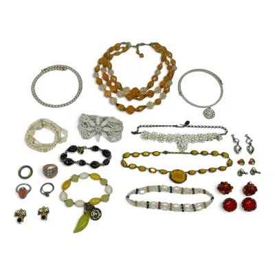 White & Amber Toned Necklaces, Rings, Bracelets, & More