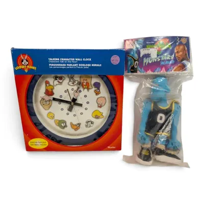 Space Jam Wall Clock & McDonald's Collectible Figure 