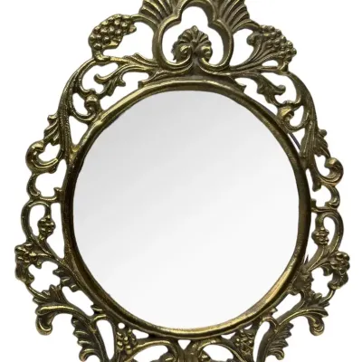 Ornate Gold-Tinted Tabletop Vanity Mirror