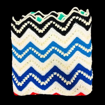Colorful Crocheted Diagonal Blanket (73” x 68”)