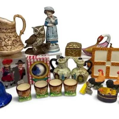 Collection of Desk Decor: Trinket Boxes, Figurines, & More