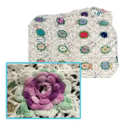 Crocheted Floral Blanket (~ 120" x 120")