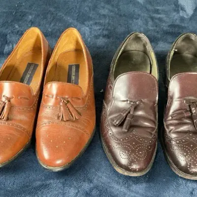 Two Pairs Men’s Leather Tassel Loafers Size 9.5D
