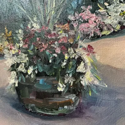 Acrylic Garden Painting Signed By Teresa W.Davis