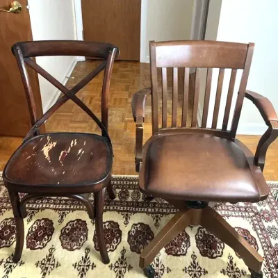 Lot of 2 Chairs – Pottery Barn Cross-Back & Rolling Office Chair