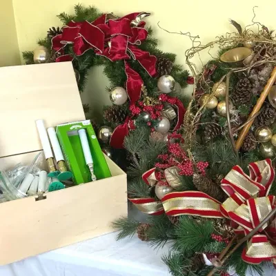 Christmas Wreath/Decor And Candles