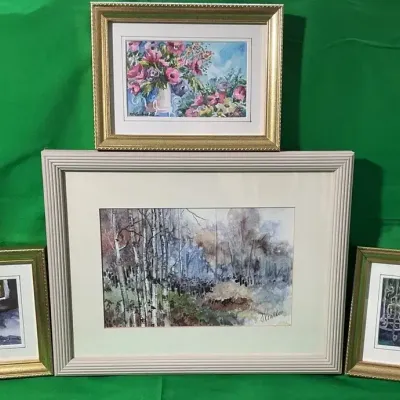 Lot of 4 Framed Watercolor Paintings