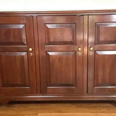 Dark Wood Entertainment Center With Adjustable Swivel Tv Stand