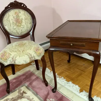 Queen Anne Style Writing Desk And Chair