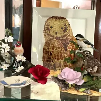 Porcelain And Ceramic Bird And Floral Decor