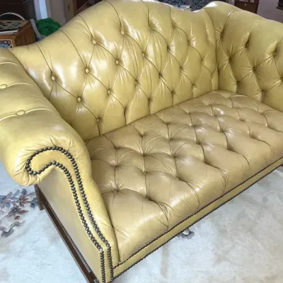 Golden Leather Chesterfield Sofa