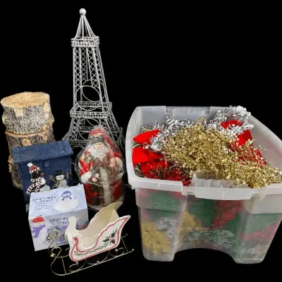 Christmas Décor Collection | Eiffel Tower, Santa, Sleigh, Garland & Snowman Village