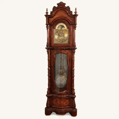 Ridgeway Grandfather Clock | Moon Phase Dial, Pendulum & Ornate Wood Case