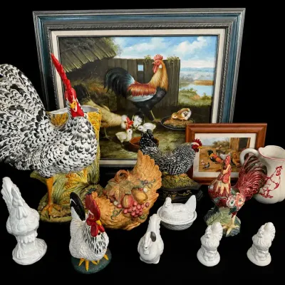 Rooster & Chicken Décor Collection | Figurines, Framed Art, Pitcher & More