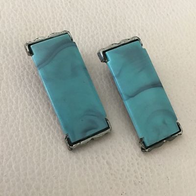Vintage stone turquoise clip on earrings