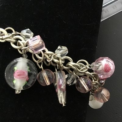 Pink Rosette Glass Bracelet