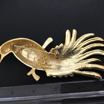 5 Inch Rhinestone Enamel Statement Brooch Bird of Paradise