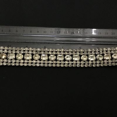 Weiss Vintage Rhinestone Signed Wide Bracelet