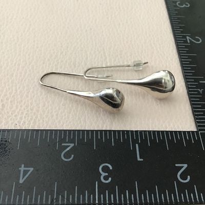 Beautiful vintage, 925 sterling, silver NYC, dangle hoop, teardrop earrings
