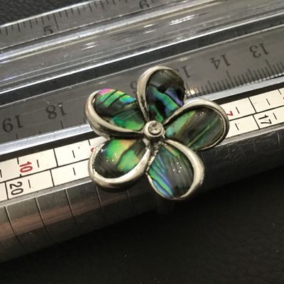 Abalone Rhinestone Adjustable Fashion Ring