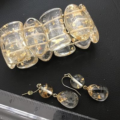 Transparence Clear Foil Glitter Bracelet with Matching Earrings.