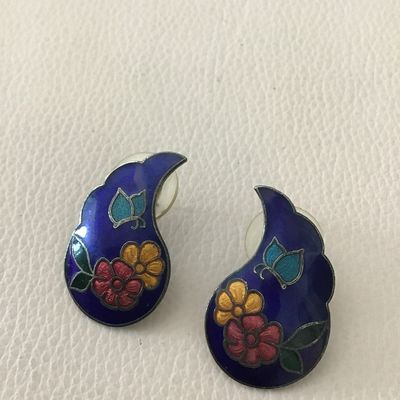 Vintage Cloisonne butterfly earrings
