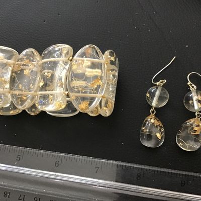 Transparence Clear Foil Glitter Bracelet with Matching Earrings.