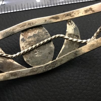 Onyx 925 Sterling Signed Mexico Alpaca Cuff