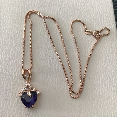 Beautiful 925 sterling silver purple crystal heart pendant necklace excellent condition very beautiful
