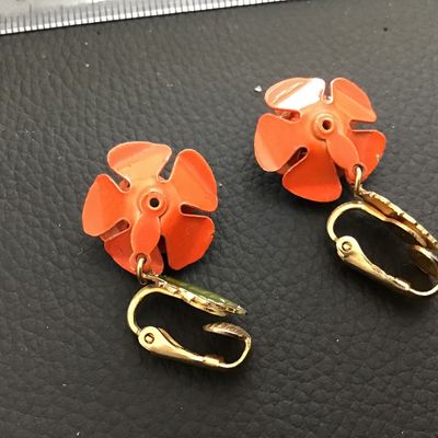 Metal Burnt orange Clip on Earrings