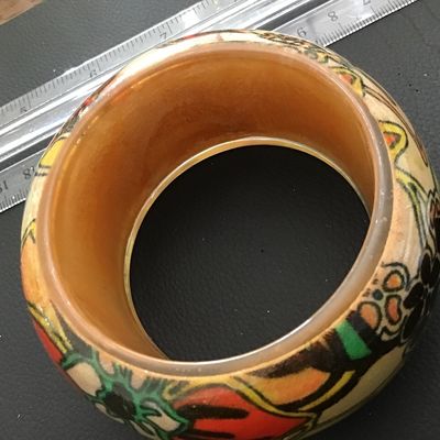 Vintage Lucite Floral Wide Bangle